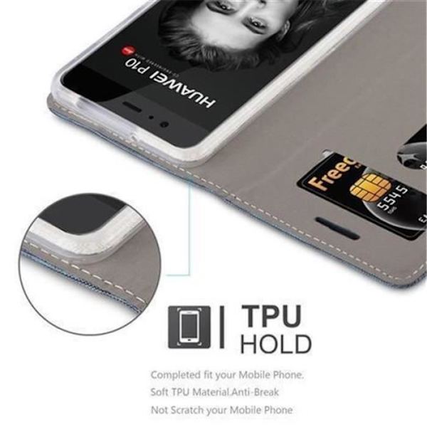 Skyddsfodral för Huawei P10 Plus - Cadorabo - Tyg-PU-design - Flip-fodral - Mörkblå Mörkblå