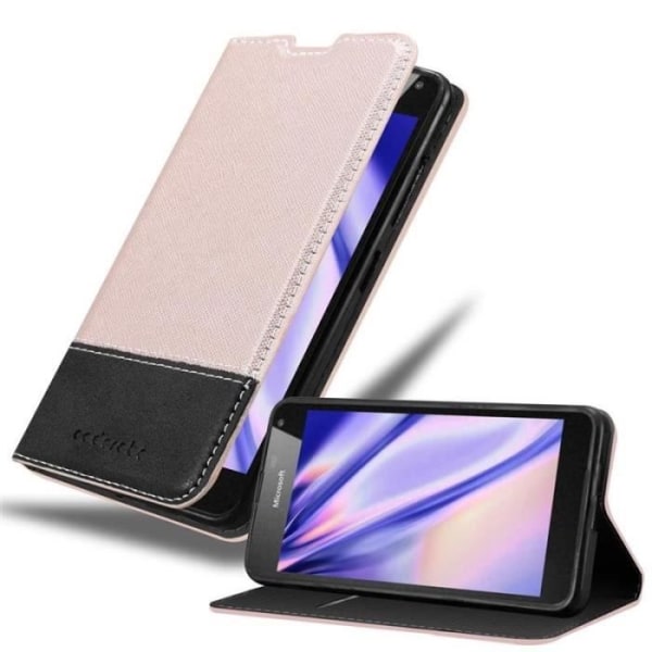 Plånboksfodral - CADORABO - Nokia Lumia 650 - Syntetiskt läder - Magnetisk stängning - Ställfunktion Svart