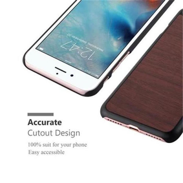 Apple iPhone 8 - iPhone 7 - iPhone 7S Fodral i TRÄ CAFÈ BROWN av Cadorabo (WOOD Design) Ultramjukt silikongel TPU-fodral