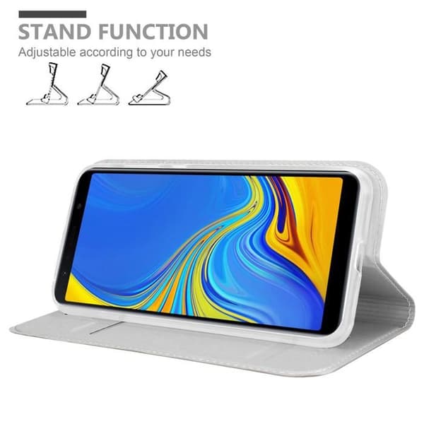 Flipfodral för Samsung Galaxy A7 2018 Klassisk Silver Plånbok Stötsäker Grå