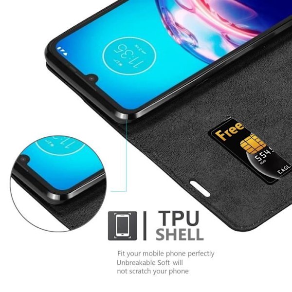 Coque - CADORABO - MOTO E6s 2020 - Svart Natt - Magnetisk stängning - Ställfunktion NATTSVART