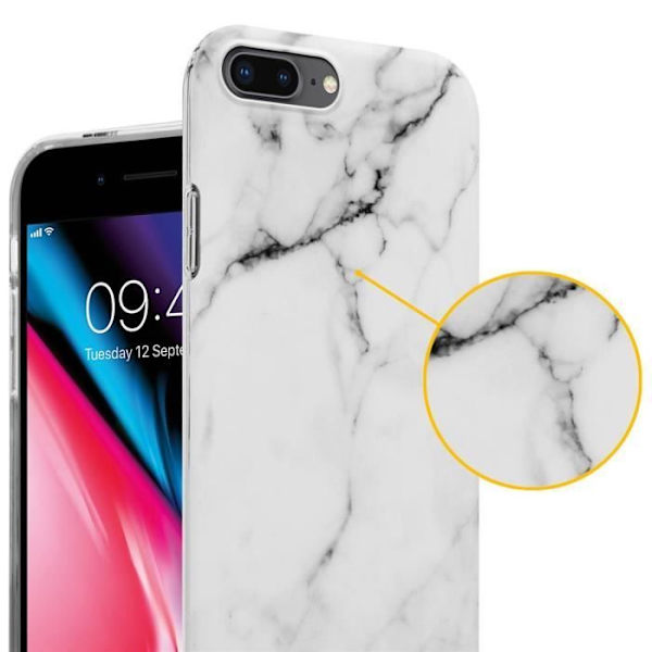 Coque - CADORABO - iPhone 7/7S/8 PLUS - Marmor Vit Grå - Skyddssilikon TPU - Trendig Design Vit grå