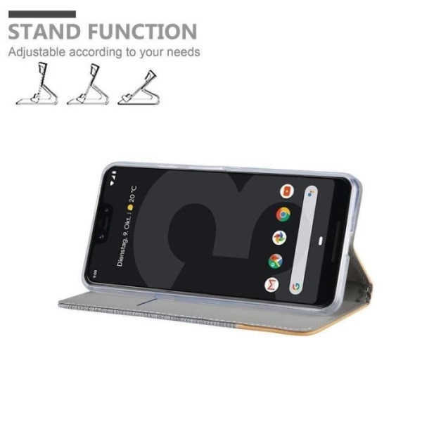 Plånboksfodral - CADORABO - Google Pixel 3 XL - Imiterat läder - Horisontellt stativ - Kortfack Grå