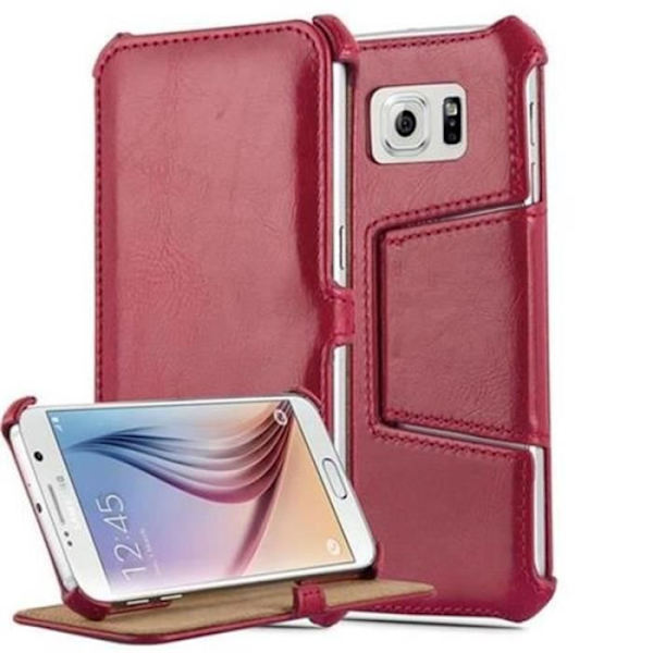 Cadorabo Samsung Galaxy S6 I9200 Fodral Skal stöder stativ och hörnfäste UTAN magnetlås RÖD-PASSION