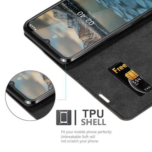 Mobilfodral - CADORABO - Nokia 2.4 - Syntetiskt läder - Kaffebrown - Magnetisk stängning kaffe brunt