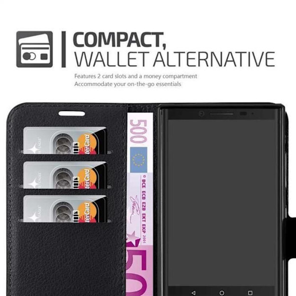 Coque - CADORABO - KEY 2 - Similicuir Svart - Magnetisk Stängning - Horisontell Ställfunktion Svart