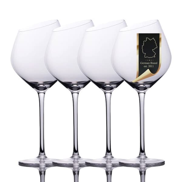 Set med 4 röda vinglas 470 ml - modern bordsform, diskmaskinssäker Vit