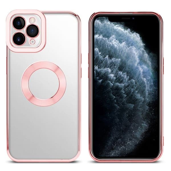 Transparent iPhone 11 PRO-fodral - Rosa Stötskydd Chrome Design Vit