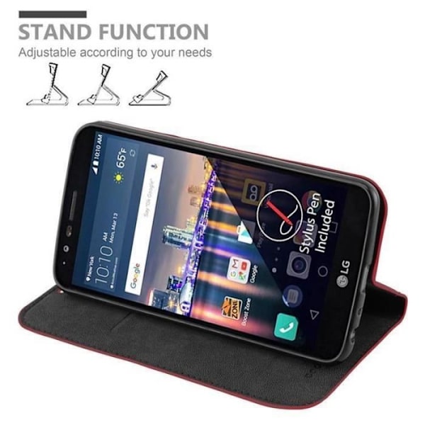 LG STYLUS 3 fodral i APPLE RED från Cadorabo (INVISIBLE MAGNETIC CLOSURE Design) Helt skyddande fodral med flip flik