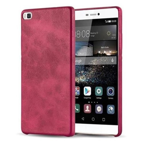 Coque - CADORABO - Huawei P8 - Vintage Röd - Similläder - Solid Skydd Röd