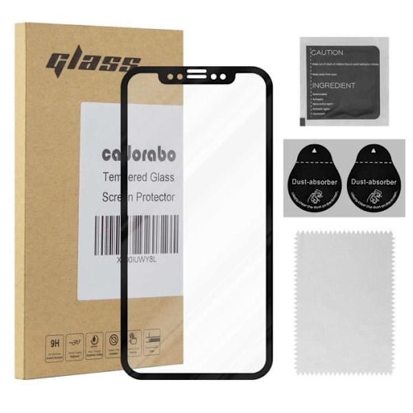 Skärmskydd - CADORABO - iPhone X - XS - Härdat glas - Genomskinlig - Reptålig Transparent, svart