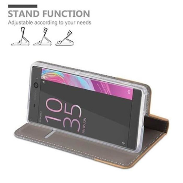 Sony Xperia XA-fodral i LJUSGRÅBRUNT från Cadorabo (TYG-LEATHERETTE Design) Fullt skyddsfodral med flipskydd och