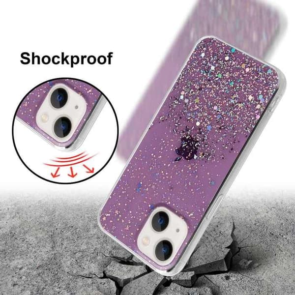 iPhone 14 Skal Lila med Glitter Skydd Glittrande Design Violett
