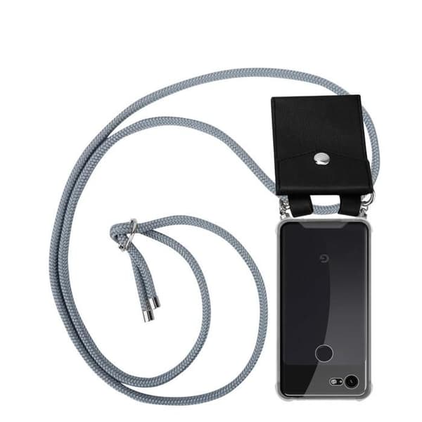 Fodral för Google PIXEL 3A XL med axelrem i GRÅSILVER med justerbar snodd Grå