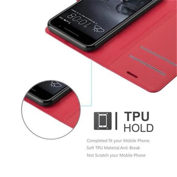 HTC ONE A9 i CHERRY RED från Cadorabo Helt skyddsfodral med flip flik och praktiskt horisontellt stativ i konstläder