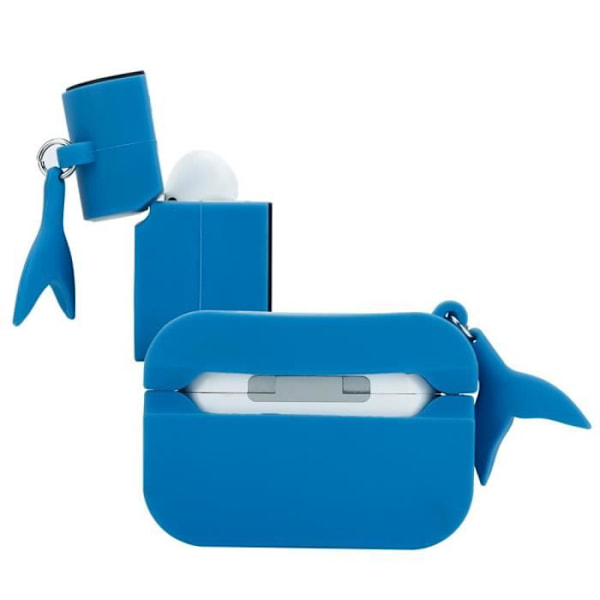 Cadorabo Fodral för Apple AirPod PRO 2 Blue Whale Design Portabelt Silikonhörlursfodral 3D Nyckelring