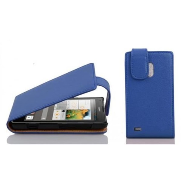Cadorabo Huawei ASCEND G700 DESIGN FLIP Style Fodral Fodral i konstläder Struktur HEMLIG BLÅ