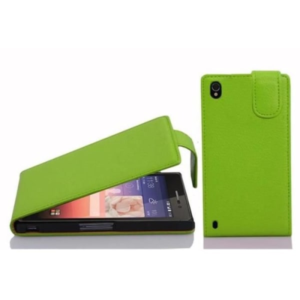 Cadorabo Huawei ASCEND P7 DESIGN FLIP Style Fodral Fodral i konstläder Struktur PAPEGOTA GRÖN