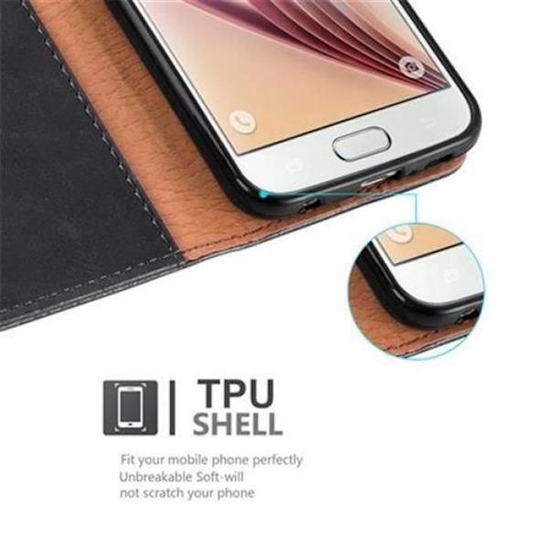 Samsung Galaxy S6 Fodral i JET BLACK från Cadorabo (LYX Design) Helt skyddsfodral med flip flik och stativ