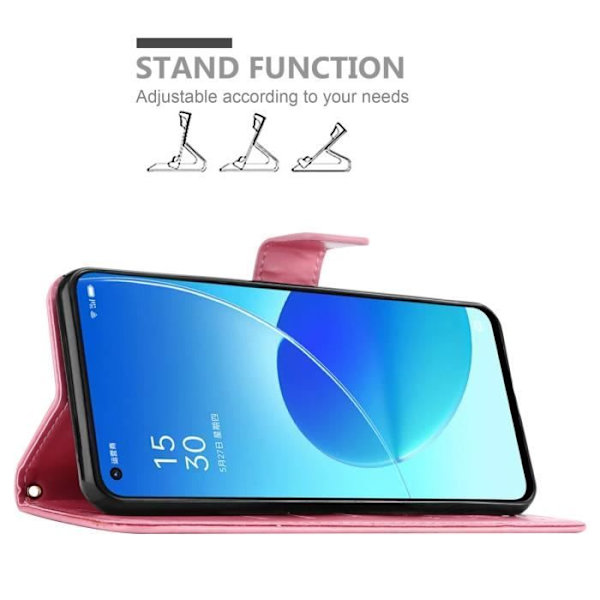 Coque för Oppo Reno6 5G - CADORABO - Blommönster - Syntetiskt läder - Ställfunktion - Plånbok Rosa blommig