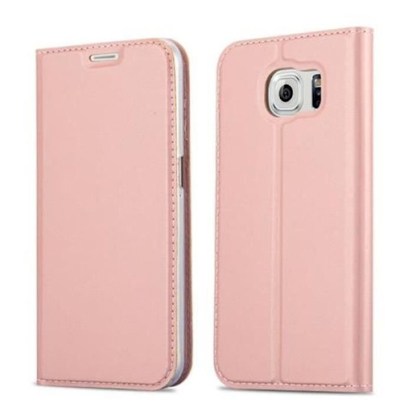Samsung Galaxy S6 Fodral i CLASSY ROSÉ GOLD från Cadorabo (METALLIC MATT Design) Helt skyddsfodral med Flip Flip och