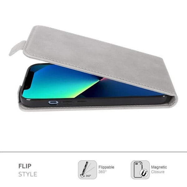 Coque - CADORABO - iPhone 13 MINI - Syntetläder slätt - Grå Sten - Flip-skydd stengrå