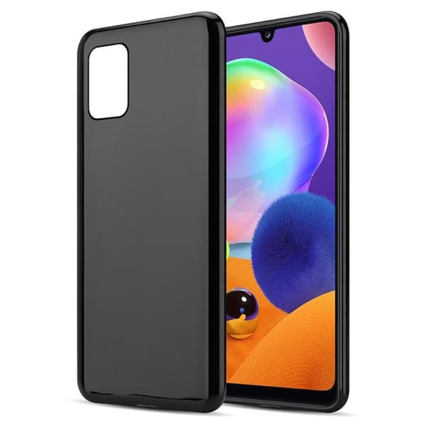 Transparent stötsäker silikonfodral för Samsung Galaxy A31 Svart