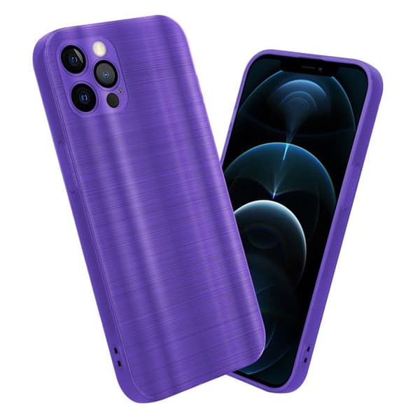 Skal för iPhone 12 PRO MAX Borstad Lila Kameraskydd Violett