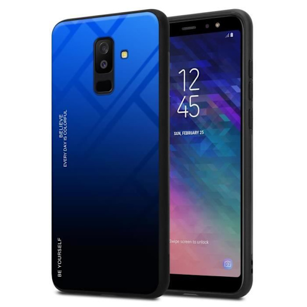 Coque - CADORABO - Samsung Galaxy A6 PLUS 2018 - Överlägset skydd - Antiglidskydd - Tvåfärgad BLÅ - SVART MÖRKBLÅ