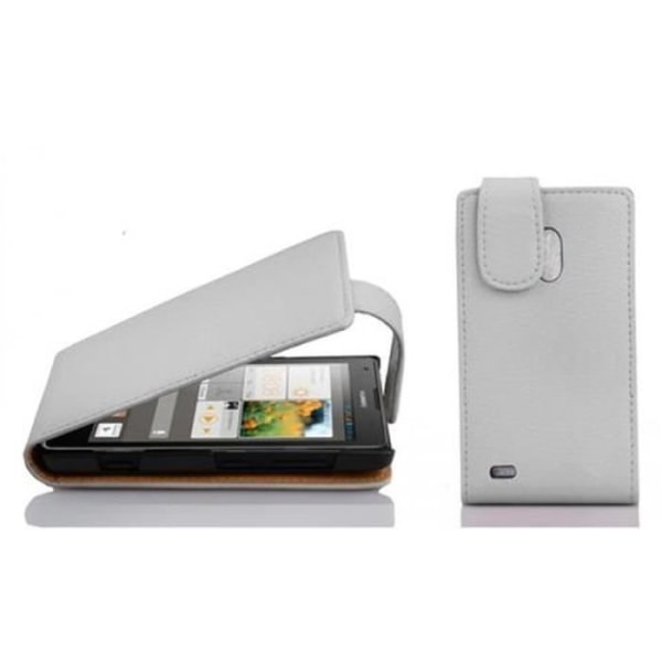 Cadorabo Fodral Huawei ASCEND G700 DESIGN FLIP Style Fodral Fodral Fodral konstläder Struktur VIT ALABASTER