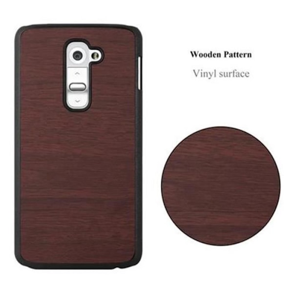 LG G2-fodral i WOODY CAFÈ BROWN av Cadorabo (Woody Design) Ultratunt hårt plastfodral Styvt hårt fodral med anti-chock och
