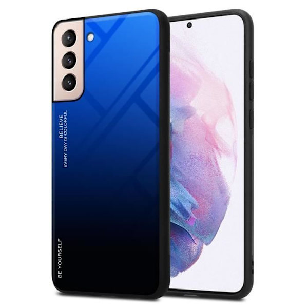 Coque - CADORABO - Samsung Galaxy S21 PLUS - Bicolore - Härdat glas - Antisladd MÖRKBLÅ