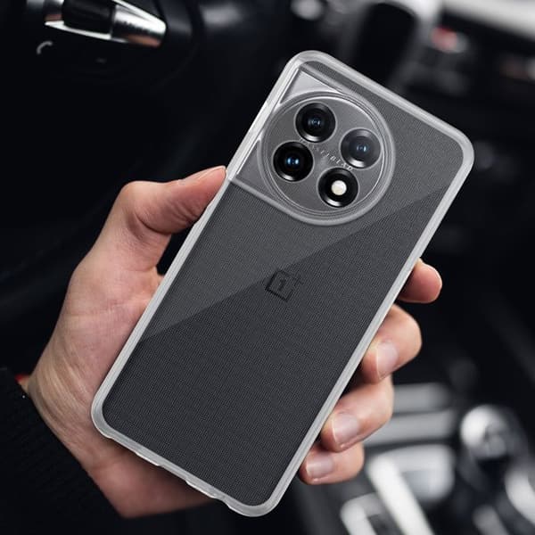 Transparent stötsäker silikonfodral för OnePlus 11 5G Vit