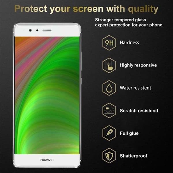 3x Härdat Glas för Huawei P9 Skärmskydd Vit