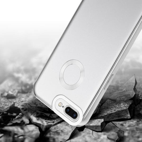 Transparent skal för iPhone 7 PLUS / 7S PLUS / 8 PLUS - Silver Stötskydd Chrome Design Vit