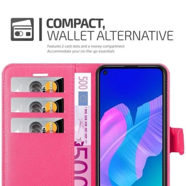 Coque - CADORABO - Huawei P40 LITE E - Similicuir - Rosa - Stödfunktion för bok Rosa