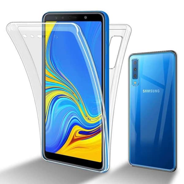 Transparent skydd för Samsung Galaxy A7 2018, helskydd Vit
