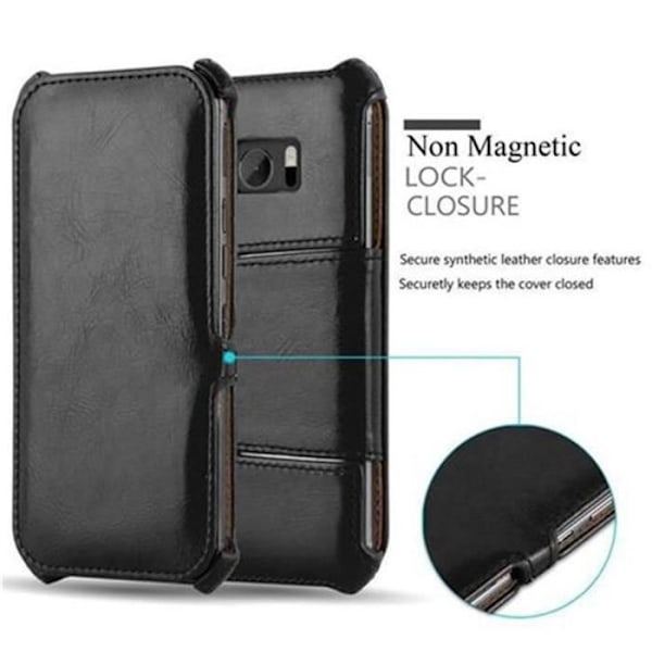 Etui för HTC ONE M10 - CADORABO - Syntetiskt läder - Fullständigt skydd - Fällbart design - Stöd för hörn Piano svart