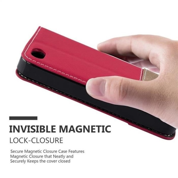 Plånboksfodral - CADORABO - iPhone 4 / iPhone 4S - Syntetläder - Röd - Osynlig magnetisk stängning Röd