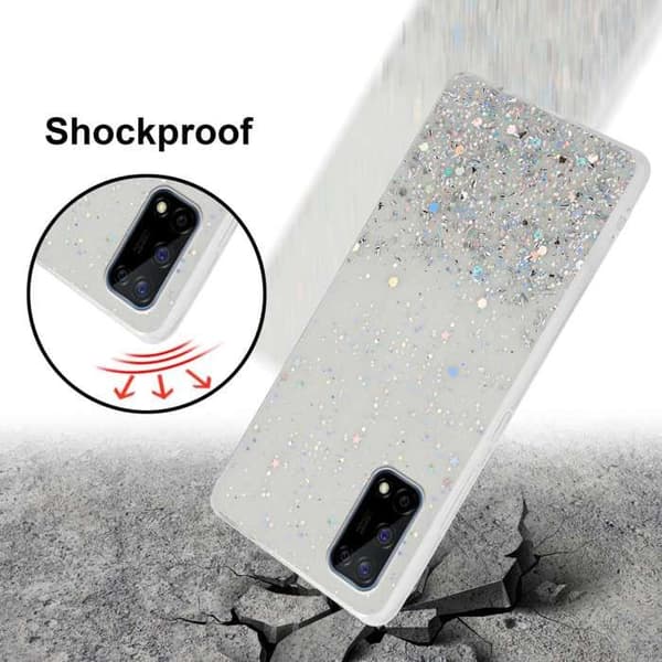 Transparent skal för Realme 7 4G med glitter, skyddande design med glittrande effekt Vit