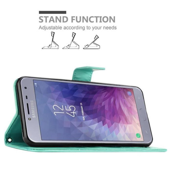 Samsung Galaxy J4 2018 fodral - CADORABO - Turkos blommig - konstläder - Magnetisk stängning Blommig turkos