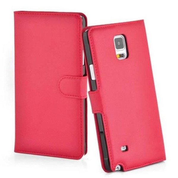 Cadorabo Fodral Samsung Galaxy NOTE 4 RÖD Fodral Fodral Fullt skydd Magnetlås Stöder stativkortplats