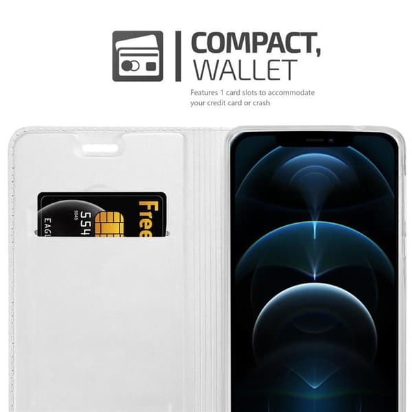 Flipfodral för iPhone 12 / 12 PRO Etui i KLASSISK SILVER Plånbok Stötsäker Grå