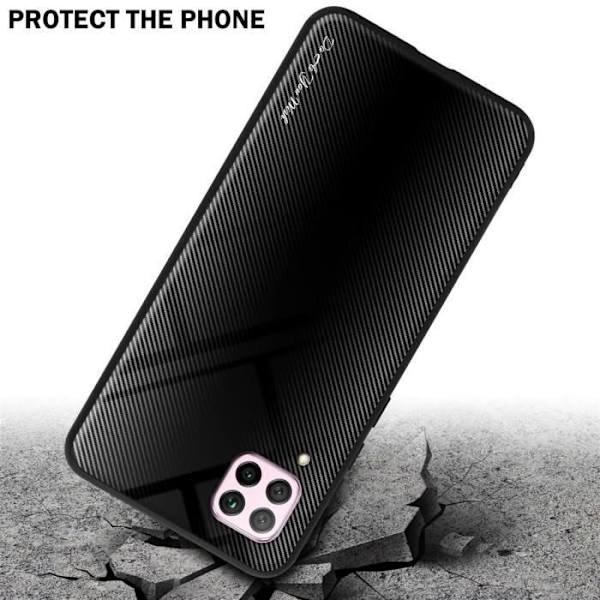 Fodral till Huawei NOVA 6 SE / P40 LITE / NOVA 7i Fodral i SVART OPAL Fodral Skydd i härdat glas och TPU silikon