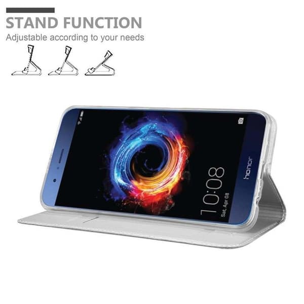 Flip-fodral för Honor 8 PRO Etui i KLASSISK SILVER Plånbok Stötsäker Grå