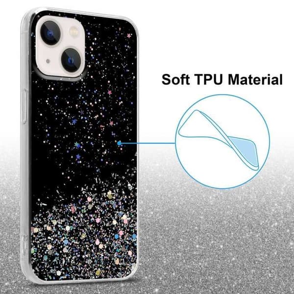 iPhone 14 PLUS Skal Svart med Glitter Skydd Glittrande Design Svart