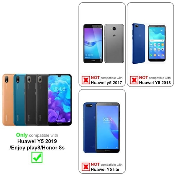 Coque - CADORABO - Huawei Y5 2019 / Enjoy Play 8 / Honor 8S - Similicuir - Körsbärsröd - Magnetisk stängning RÖDA KÖRSBÄR