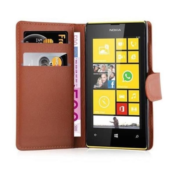 Cadorabo Nokia Lumia 520 BROWN Fodral Cover Fullt skydd Magnetlås (stöder stativ och kortplats)