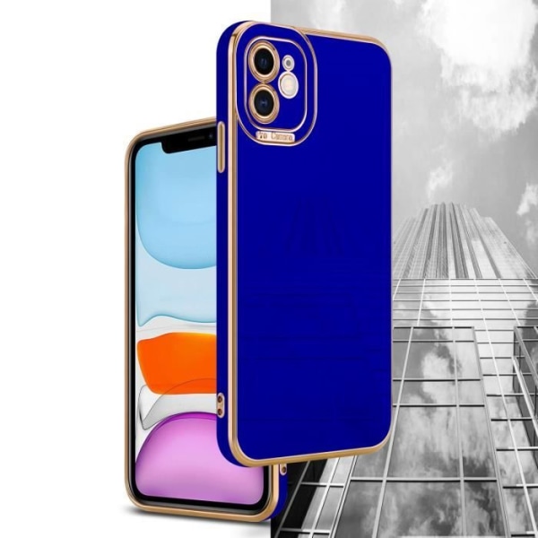 Coque - CADORABO - Apple iPhone 11 - G glänsande blå - Guld Rosé - Kameraskydd Blå - Rose Guld