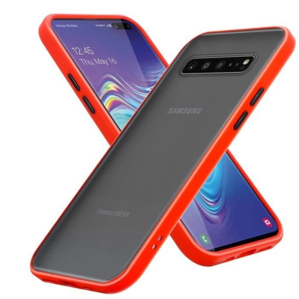 Fodral till Samsung Galaxy S10 PLUS i frostat rött - Black Touches Cadorabo Cover Hybrid Silikon TPU-skydd